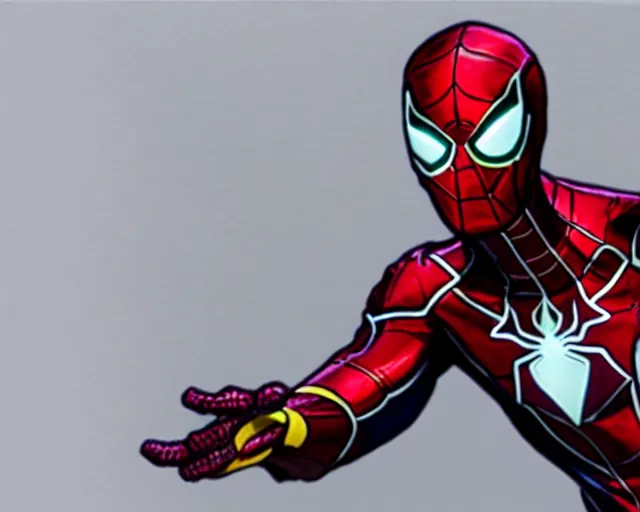 Image similar to photorealistic sketch of the mcu iron spider