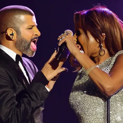 Prompt: photo of toni braxton singing with george michael