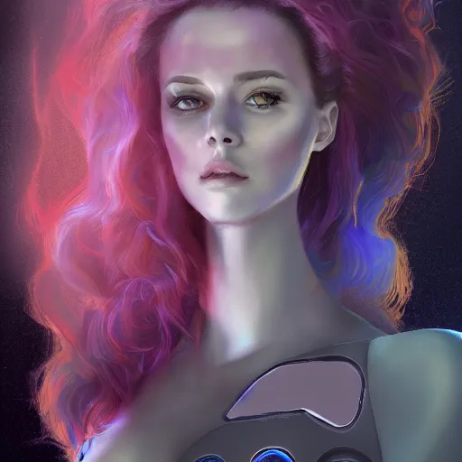 Image similar to portrait of a beautiful seductive artificial intelligence muse artstation concept art