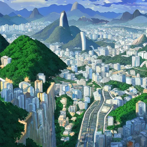 Prompt: beautiful Rio de Janeiro anime by makoto shinkai, very coherent symmetrical artwork high detail 8k