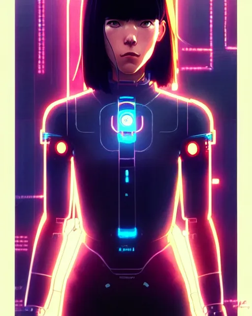 Image similar to cyborg girl | | audrey plaza, fine detail!! anime!! realistic shaded lighting!! poster by ilya kuvshinov katsuhiro otomo ghost - in - the - shell, magali villeneuve, artgerm, jeremy lipkin and michael garmash and rob rey