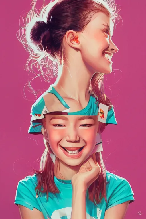 Image similar to a cute young girl smiling, Tristan Eaton, victo ngai, artgerm, RHADS, ross draws