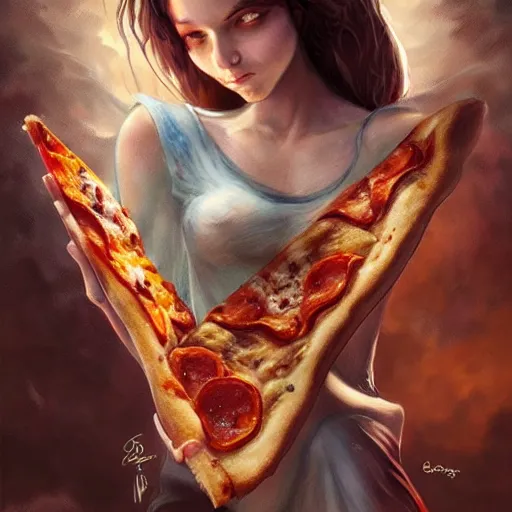 Image similar to a pizza with a fairy head topping, fantasy art, illustration, amazing detail, in the style of greg rutkowski, artgerm, cgsociety