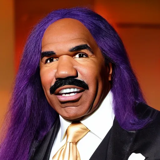 steve harvey with long purple hair | Stable Diffusion | OpenArt