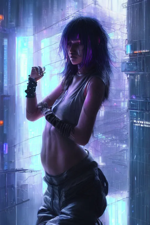 Image similar to portrait futuristic unstable cyberpunk young female Berserker, in futuristic heavily raindrop tokyo rooftop cyberpunk night, ssci-fi, fantasy, intricate, very very beautiful, elegant, neon light, highly detailed, digital painting, concept art, human anatomy, soft light, hdri, smooth, sharp focus, illustration, art by tian zi and craig mullins and WLOP and alphonse mucha