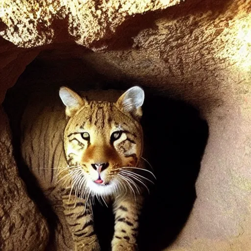 Prompt: “big cat in cave”
