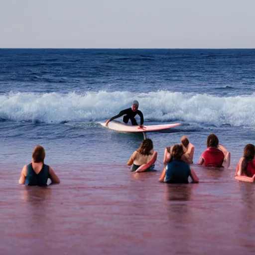 Image similar to surfing among mermaids, 8k, RED camera,