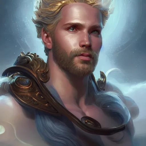 Image similar to Portrait of Neptune, greek god, intricate, cinematic lighting, highly detailed, digital painting, artstation, concept art, smooth, sharp focus, illustration, art by Artgerm and Greg Rutkowski, Cgsociety