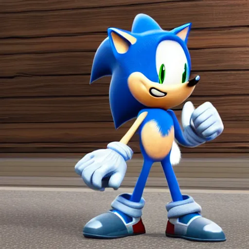 Prompt: 3 d render of sonic, realistic, 8 k, unreal engine