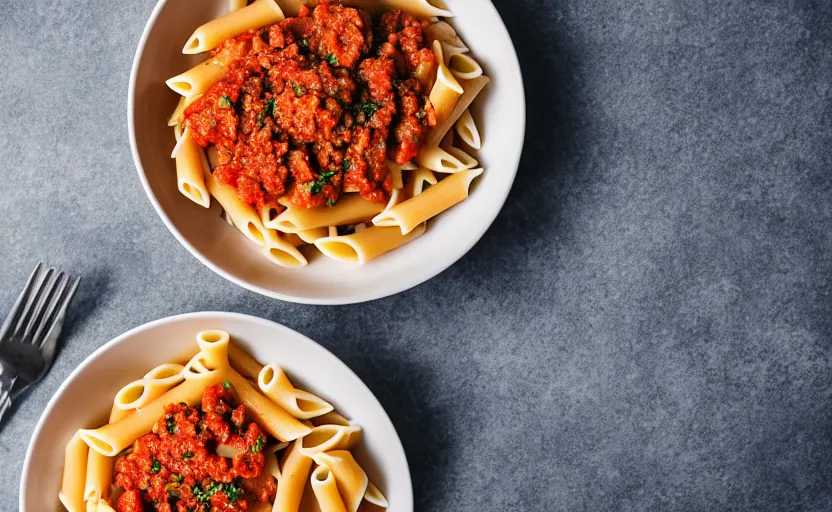 Image similar to a bowl of pasta bolognese, natural light, cinematic lighting, 8 k