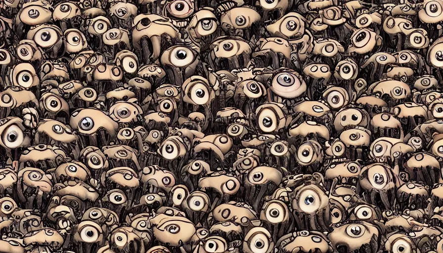 Image similar to , many eyes ， many tentacles ， many flesh and blood, 8 k