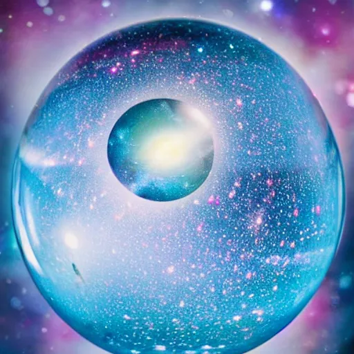 Image similar to photo of a crystal ball with a galaxy inside