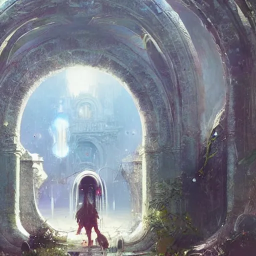 Image similar to an archway through which is a bubble land, Greg Rutkowski, Psychedelic