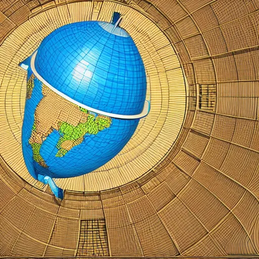 Image similar to a vectori llustration of the globe with famous 3 d touristic landmarks on it, 3 d render, 3 d model, smooth, ray tracing, illustration, in the style of shkret