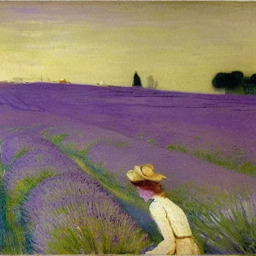 Image similar to painting of lavender field, highly detailed, beautiful lighting by james abbott mcneill whistler