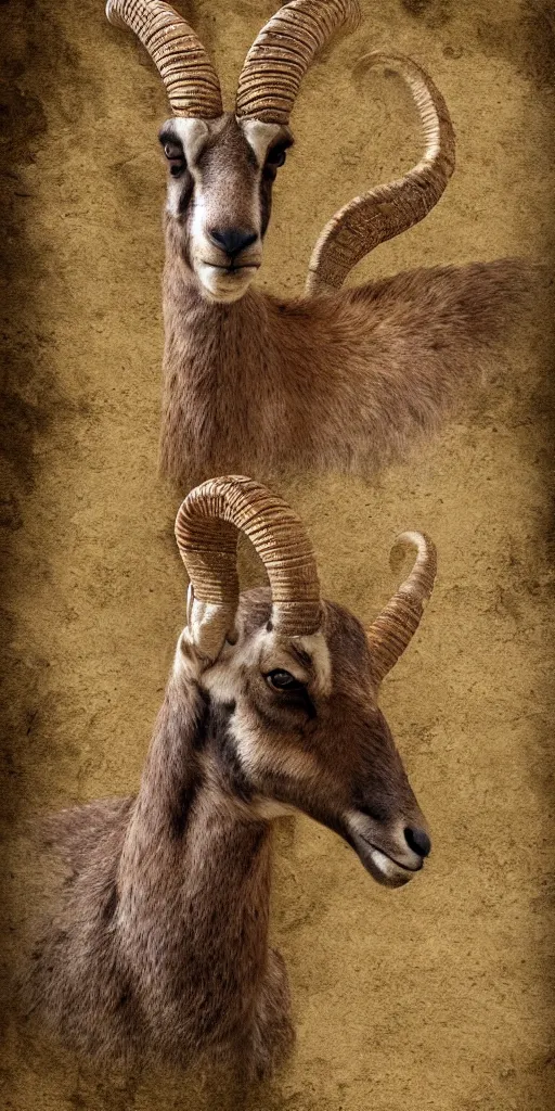 Image similar to ibex in a castle, digital painting