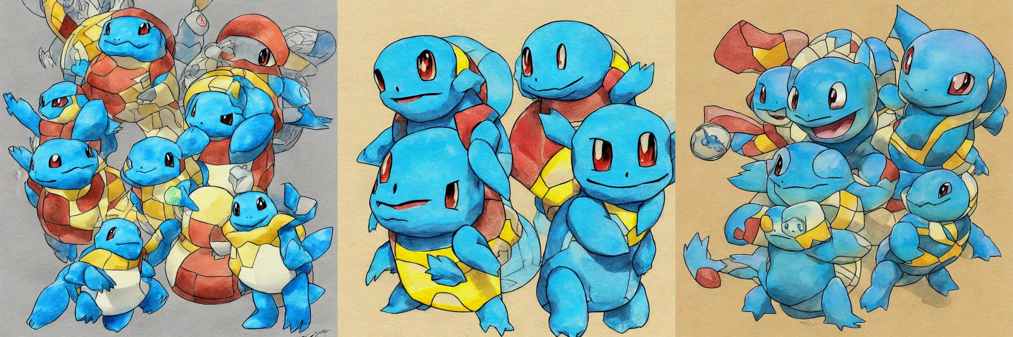 Prompt: the pokemon squirtle, children's book watercolor drawing, trending on artstation, highly detailed, concept art, illustration by Tony DiTerlizzi and Dorothy Brook