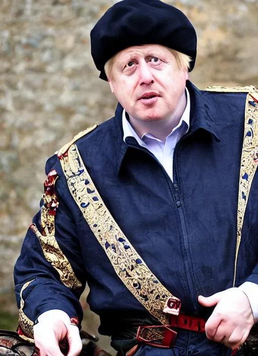 Image similar to boris johnson, ukrainian cossack, in traditional clothes, ukraine