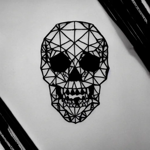 Image similar to tattoo design, stencil, tattoo stencil, traditional, a world famous tattoo of a geometric skull