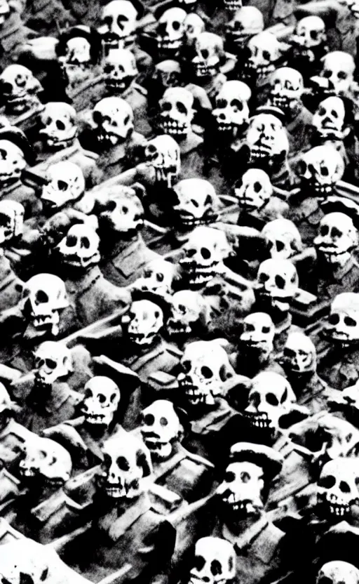 Image similar to mao zedong driving a crowd of skeletons