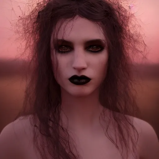 Image similar to photographic portrait of a stunningly beautiful gothic female in soft dreamy light at sunset, by edward robert hughes, annie leibovitz and steve mccurry, david lazar, jimmy nelsson, breathtaking, 8 k resolution, extremely detailed, beautiful, establishing shot, artistic, hyperrealistic, beautiful face, octane render