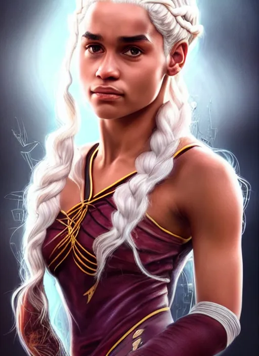 Image similar to photo of a gorgeous young lebron james, lebrone james as daenerys targaryen in the style of stefan kostic, realistic, professionally, professionally color graded, half body shot, sharp focus, 8 k high definition, insanely detailed, intricate, elegant, art by stanley lau and artgerm