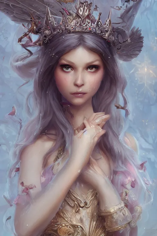 Image similar to fairy princess, highly detailed, d & d, fantasy, highly detailed, digital painting, trending on artstation, concept art, sharp focus, illustration, art by artgerm and greg rutkowski and fuji choko and viktoria gavrilenko and hoang lap