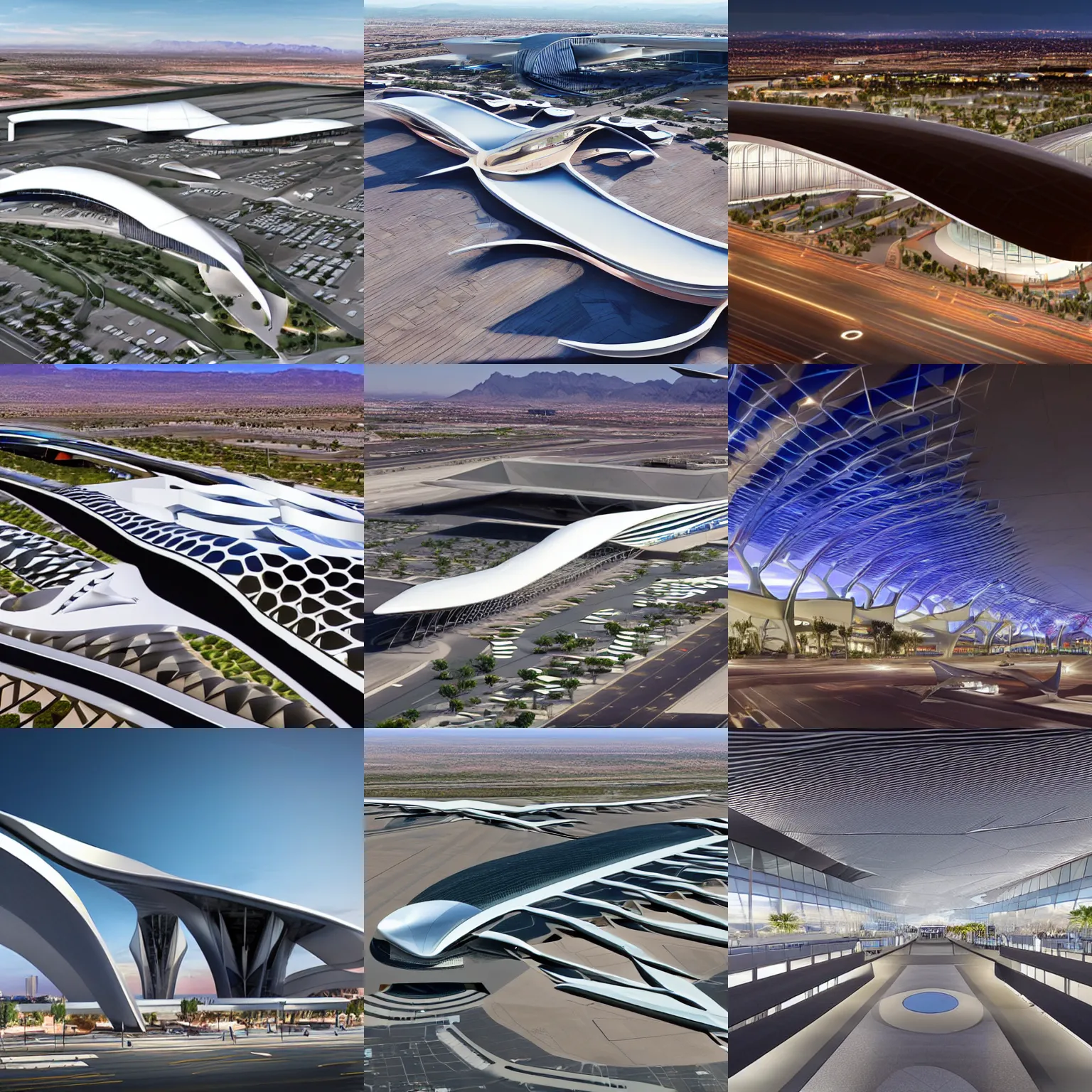 Prompt: Phoenix Sky Harbor Airport designed by Zaha Hadid