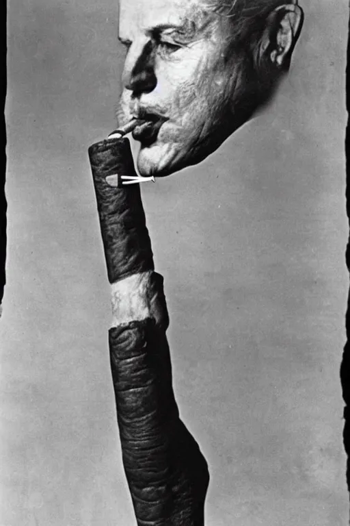 Image similar to a recent photograph of god smoking a cuban cigar by man ray