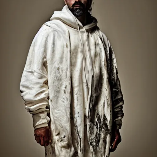 prompthunt: a full body portrait of modern day jesus wearing cream
