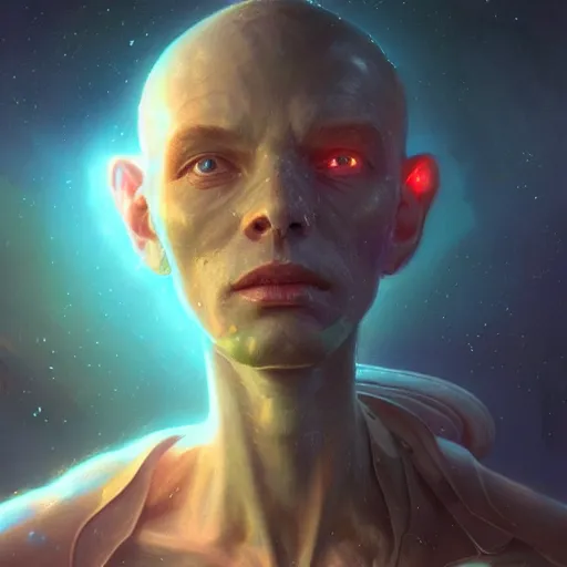 Image similar to highly detailed portrait from a male alien, extraterrestrial, aquatic, stephen bliss, unreal engine, fantasy art by greg rutkowski, loish, rhads, ferdinand knab, makoto shinkai and lois van baarle, ilya kuvshinov, rossdraws, tom bagshaw, global illumination, radiant light, detailed and intricate environment