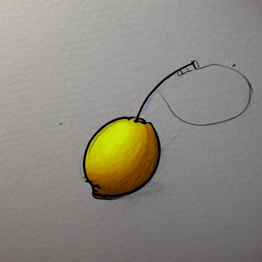 Image similar to professional liner sketch of a lemon