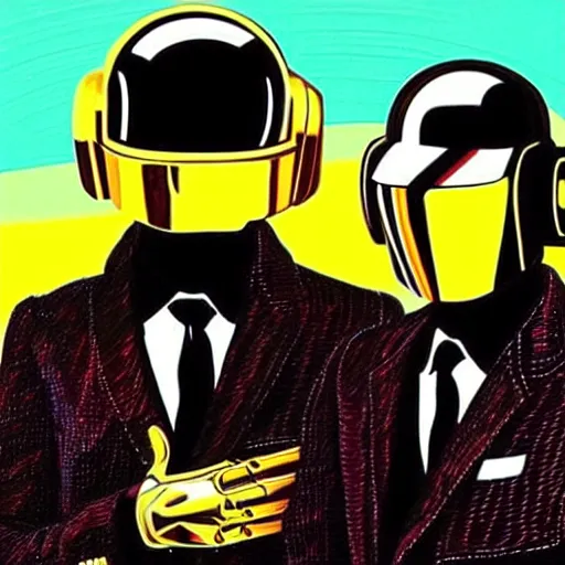 Image similar to “Daft Punk beautiful portrait in bright modern colors by Van Gogh”