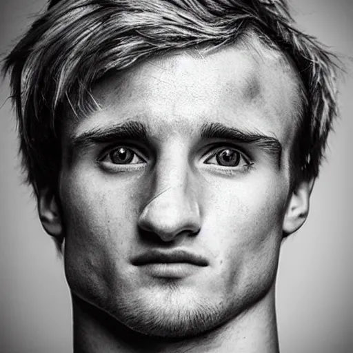 Image similar to “a realistic detailed photo of a guy who is an attractive humanoid who is half robot and half humanoid, who is a male android, Jack Laugher, shiny skin, posing like a statue, blank stare”