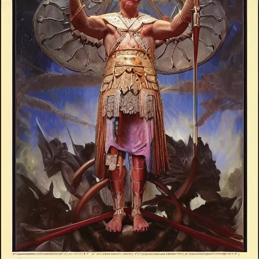 Image similar to mystical portrait of joe biden as cthonic war deity by j. c. leyendecker, bosch, willim blake, jon mcnaughton, and beksinski