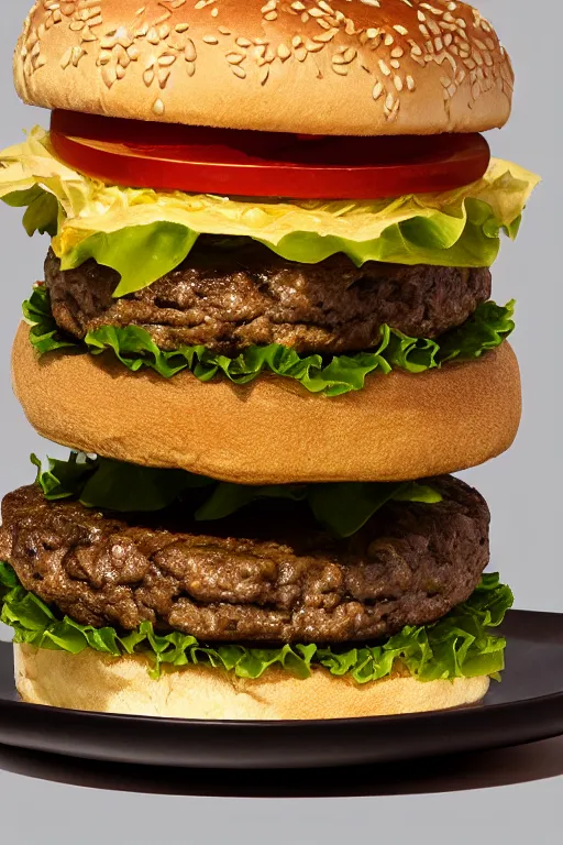 Image similar to quadruple patty hamburger, commercial photography