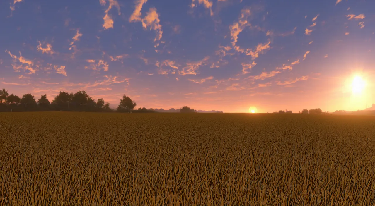 Prompt: highly detailed solarpanel field at sunset, unreal engine, global illumination, god rays, detailed and intricate environment