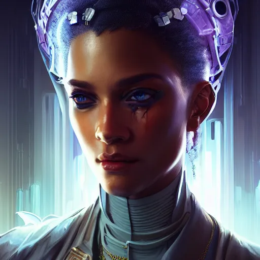 Prompt: portrait of cyberpunk vi, intricate, elegant, highly detailed, digital painting, artstation, concept art, smooth, sharp focus, illustration, art by artgerm and greg rutkowski and alphonse mucha and william - adolphe bouguereau