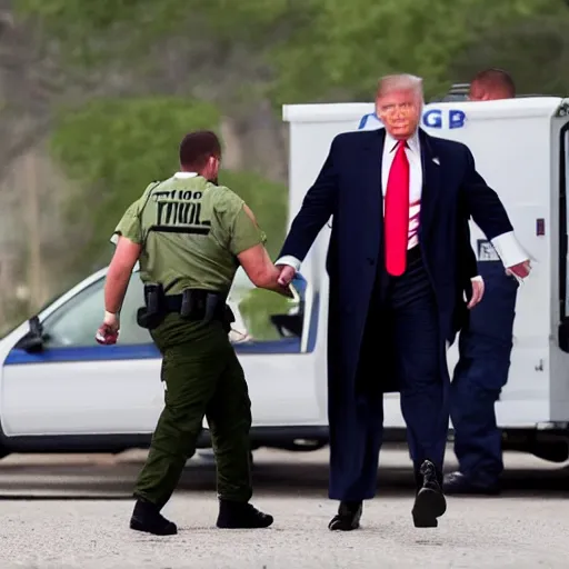 Image similar to photography of FBI agents taking Donald trump into custody