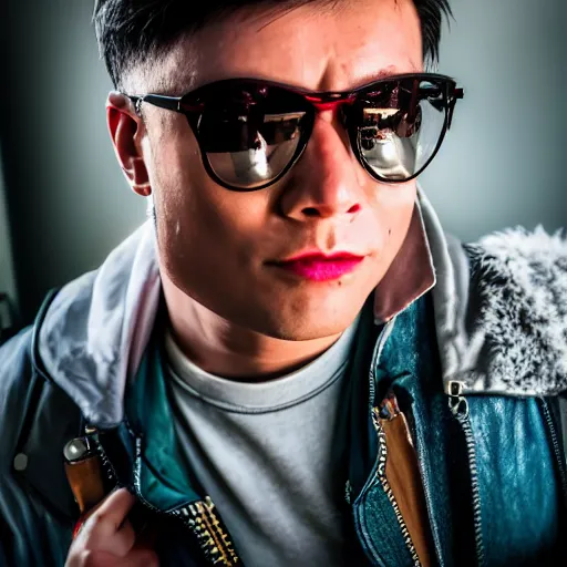 Image similar to Masterhacker from Kung Fury, XF IQ4, 150MP, 50mm, F1.4, ISO 200, 1/160s, natural light