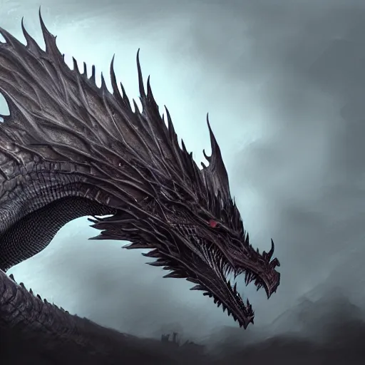 Prompt: An imposing Dragonoid, digital painting, photorealistic, trending on ArtStation