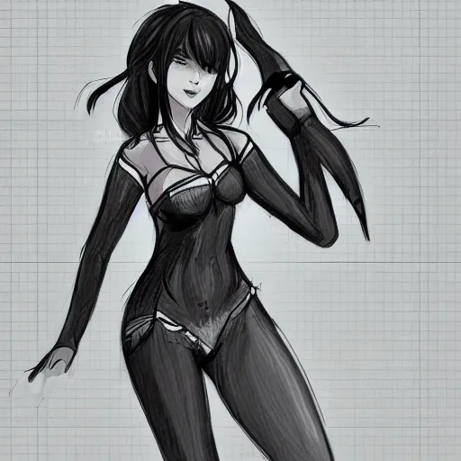 Image similar to expressive visual novel female character poses from the waist up, digital art, expressive, sketch, pen