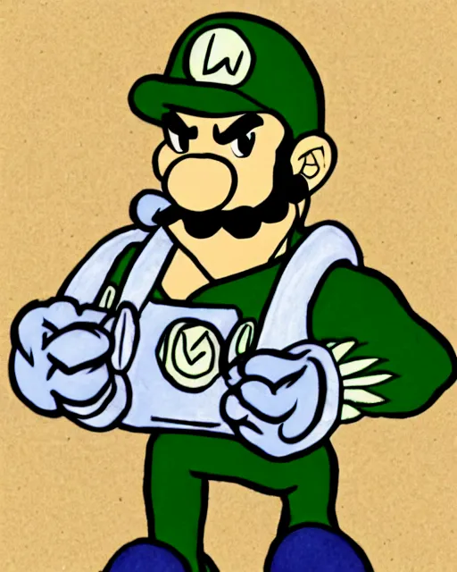 Image similar to badly - drawn deviantart muscular luigi