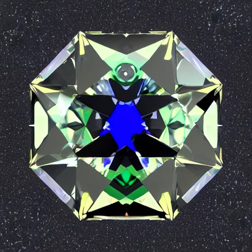 Image similar to chaotic cinematic space rift, dark, golem - emerald golem - sapphire golem - diamond, bright, night