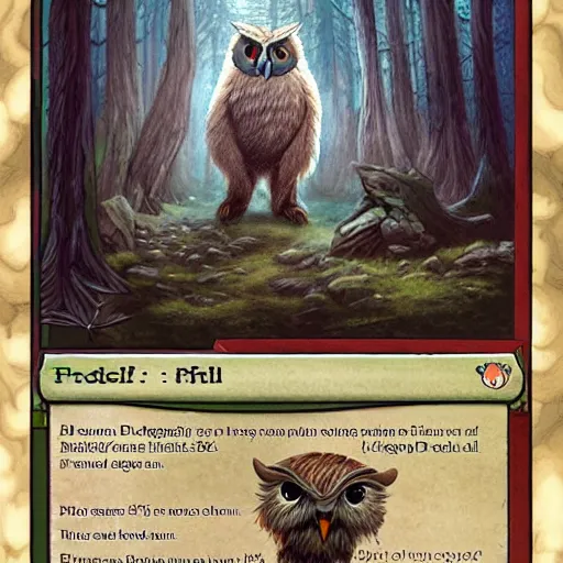 Prompt: three quarter portrait of an owlbear in the forest, d & d, fantasy, magali villeneuve,