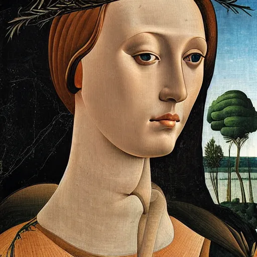 Image similar to a portrait of a female android by sandro botticelli