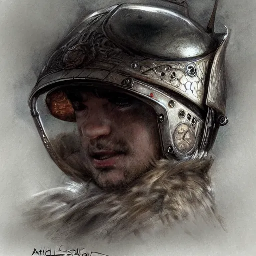 Image similar to toad sits in a knight's helmet, highly detailed portrait, digital painting, artstation, concept art, smooth, sharp focus ilustration, by luis royo, artstation hq