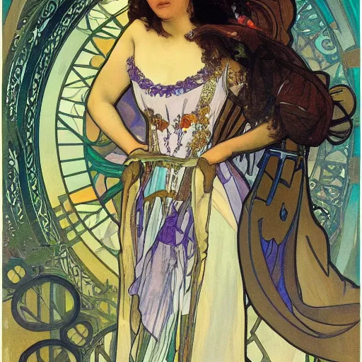 Prompt: Anahí Peirotén Herrero by Alfons Mucha