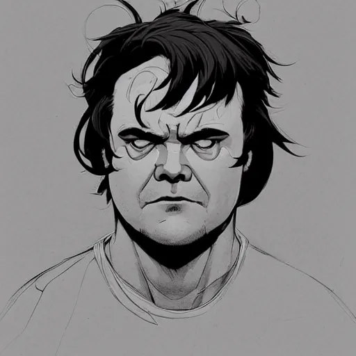 Prompt: a study of cell shaded portrait of jack black concept art, llustration, post grunge, concept art by josan gonzales and wlop, by james jean, Victo ngai, David Rubín, Mike Mignola, Laurie Greasley, highly detailed, sharp focus, alien, Trending on Artstation, HQ, deviantart, art by artgem