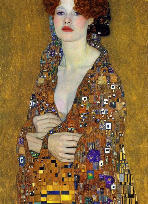 Image similar to a beautiful lady by gustav klimt, art noveau, detailed